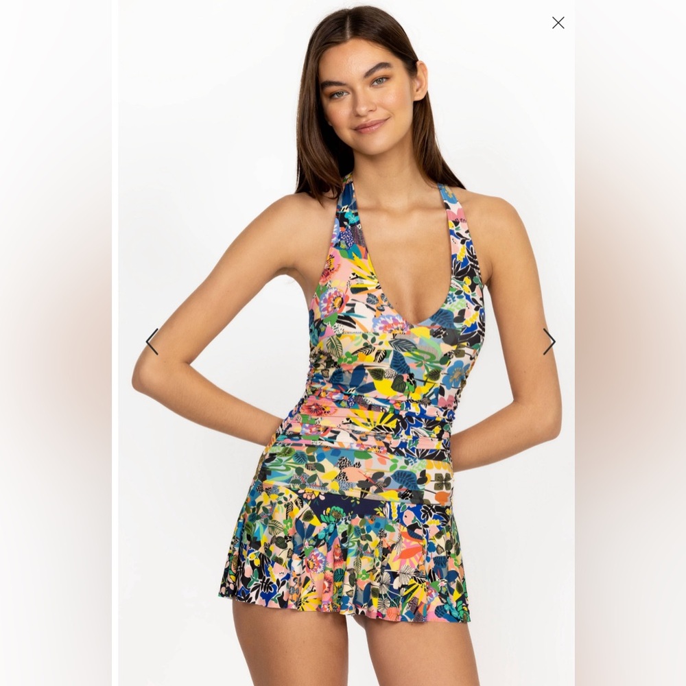 Johnny Was LAYLA HALTER RUCHED SWIM DRESS S